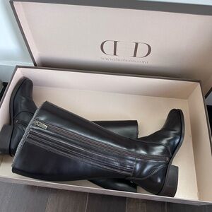 Duo Boots Petite Haltham Dark Brown Leather Knee-High Boots EU36/US6 44cm calf
